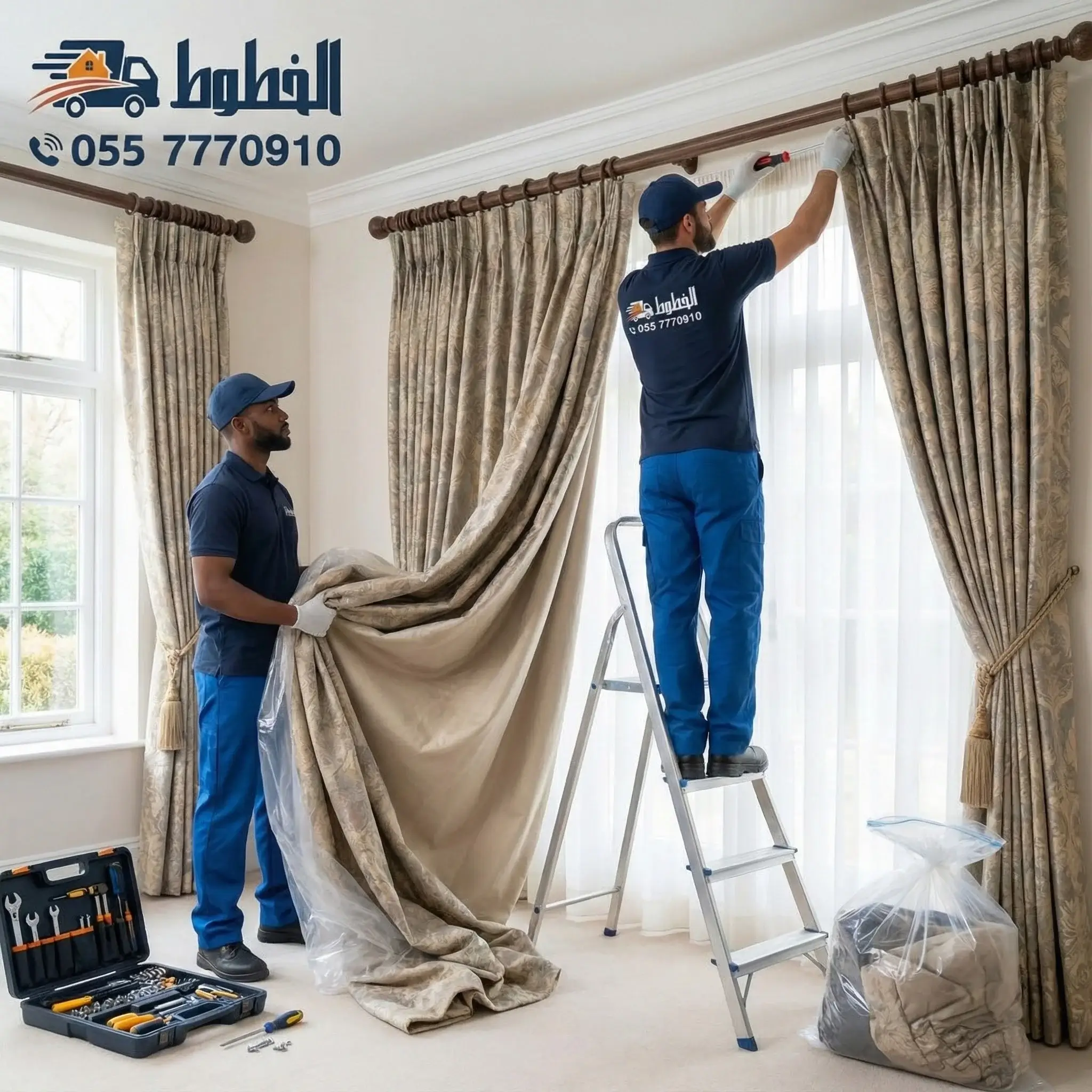 movers dismantling curtains service